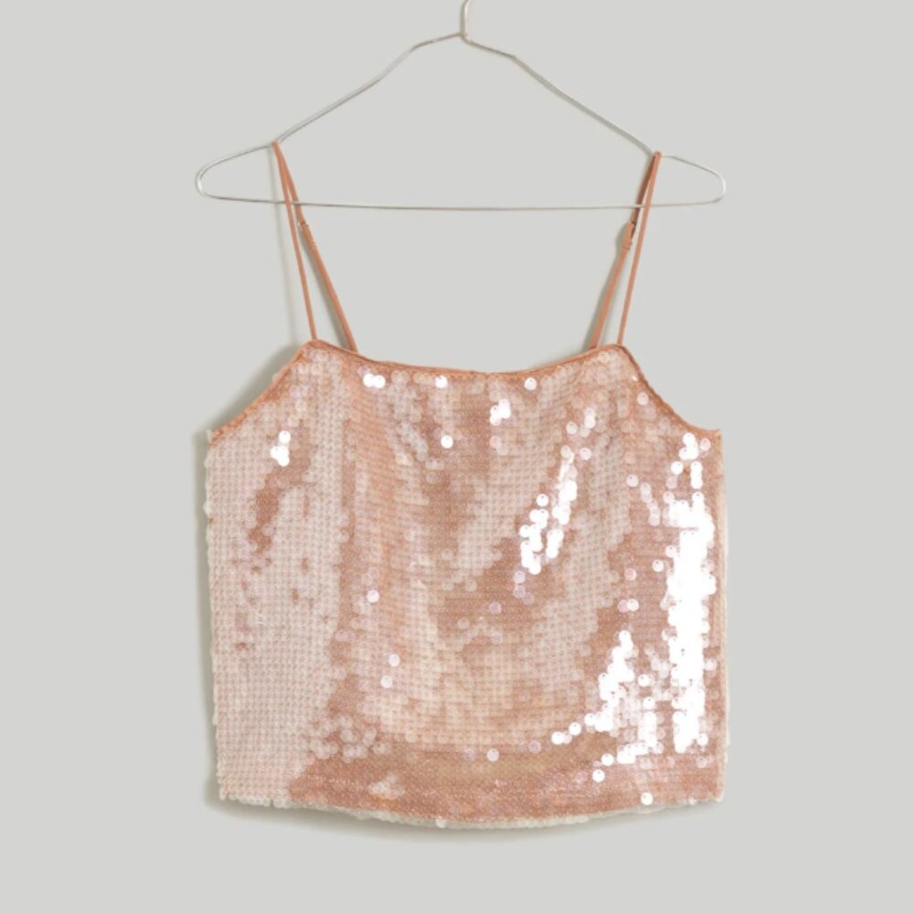 Madewell sequin square neck cami, size M